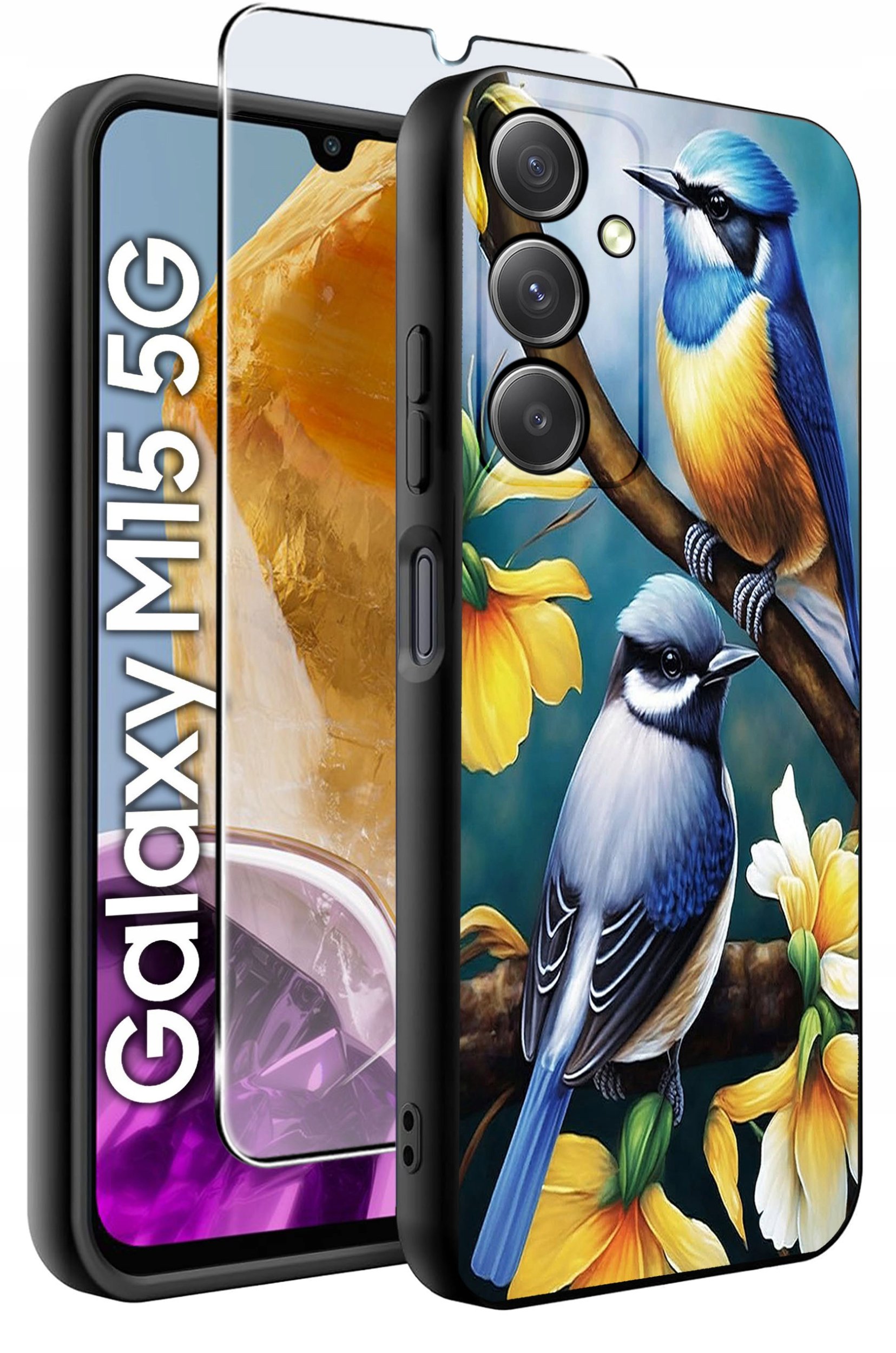 ETUI do Samsung M15 5G WZORY | SILIKONOWE MATT CASE + SZKŁO HARTOWANE 9H