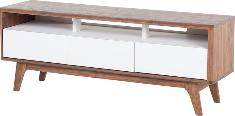 Beliani Szafka RTV ciemne drewno z białym SYRACUSE