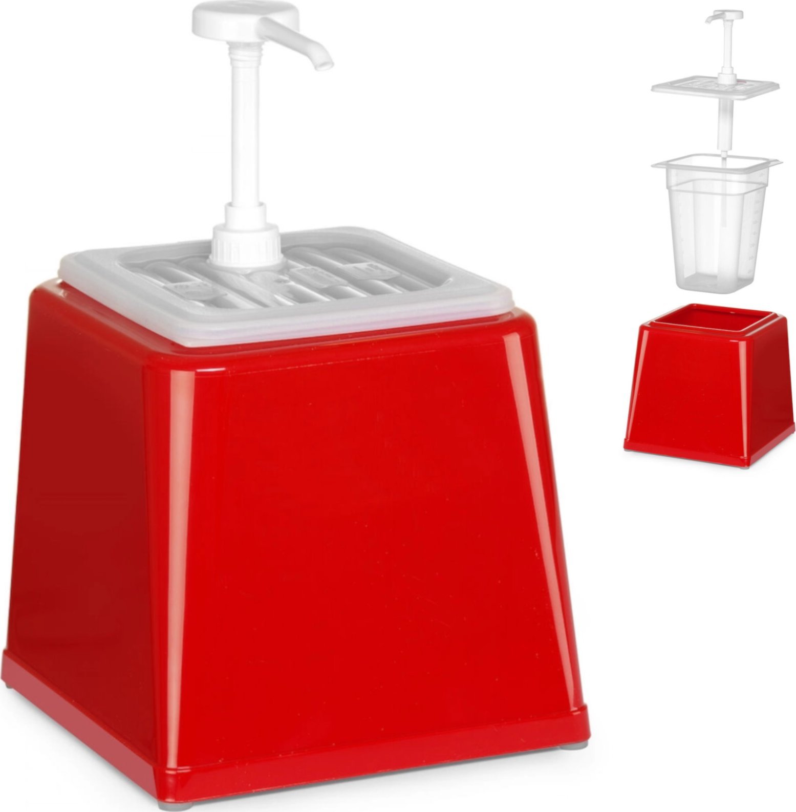 Hendi Dyspenser dozownik do sosów keczupu z pompką 2.5 l czerwony - Hendi 203521 Dyspenser dozownik do sosów keczupu z pompką 2.5 l czerwony - Hendi 2