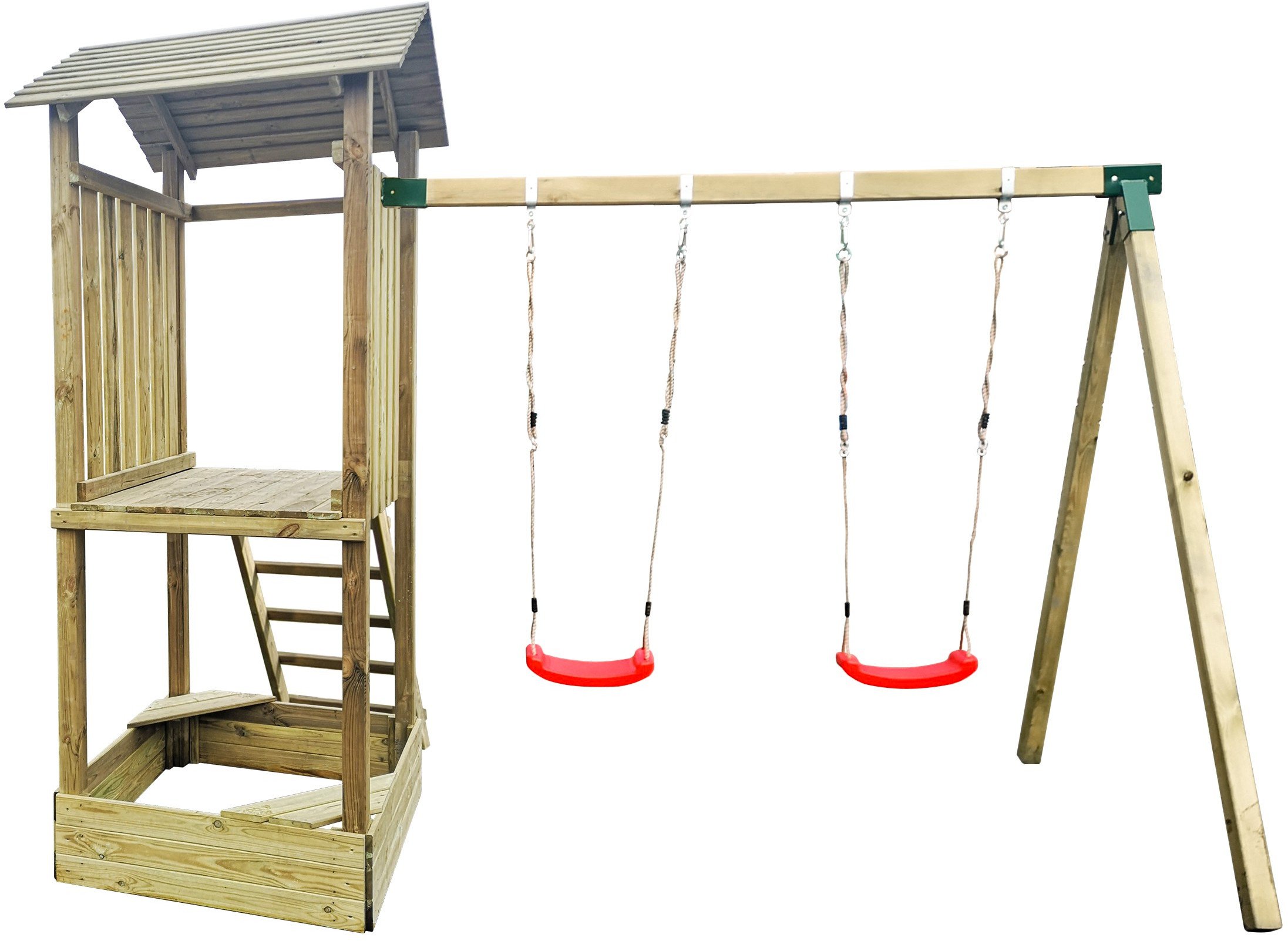 Wieża Hektor z Daszkiem i Piaskownicą + Huśtawka Podwójna