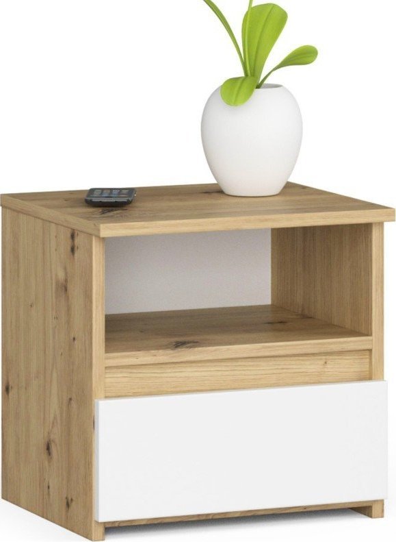 Fabryka Mebli Akord Szafka nocna CL1 40 cm 1 szuflada - dąb artisan-biała