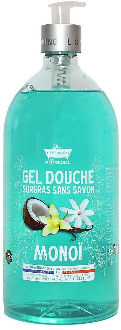 Les Petites Bains de Provence, Monoi, Shower Gel, For Body, Face & Hair, For Sensitive Skin, 1000 ml For Women
