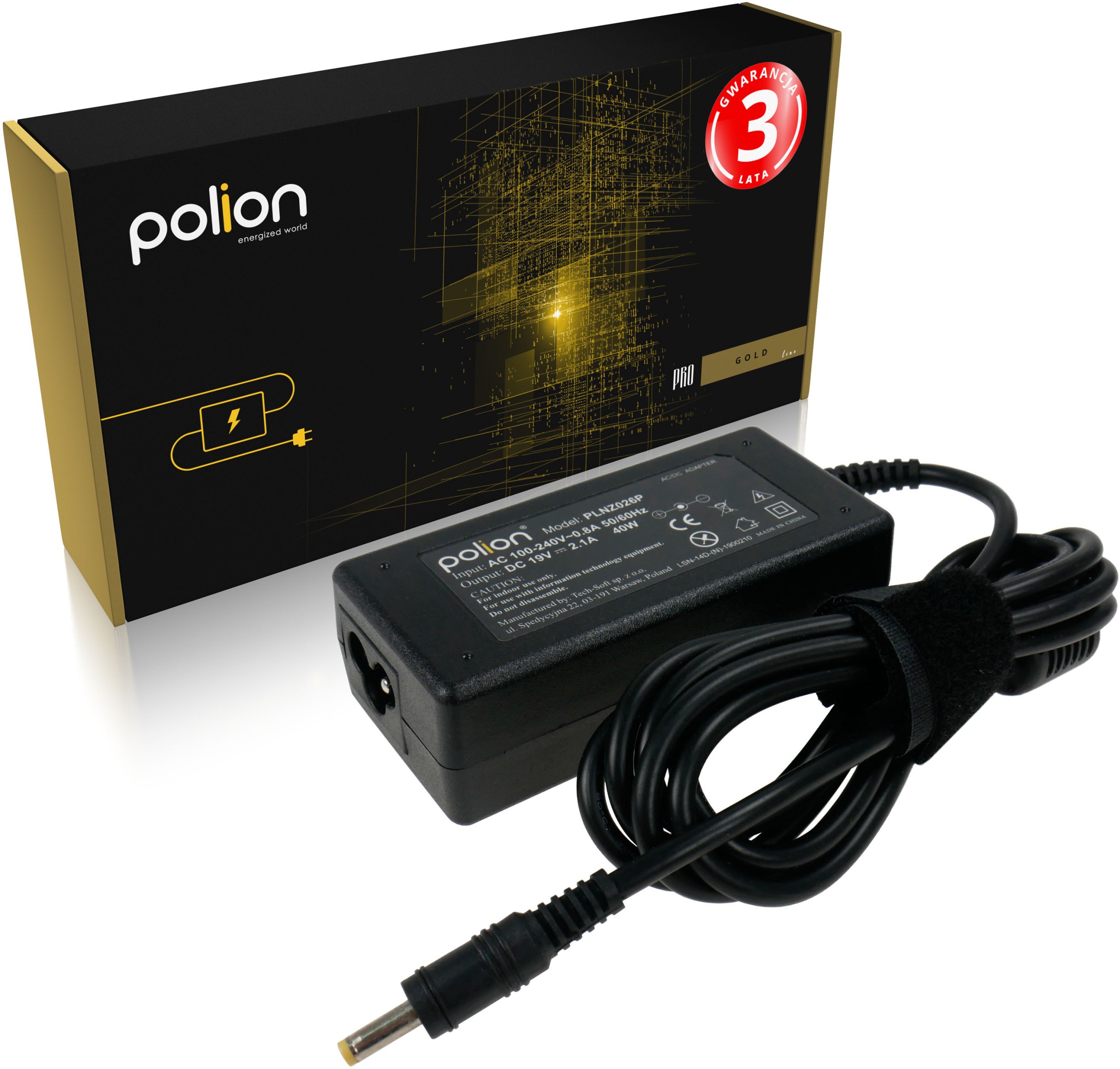 Zasilacz do laptopa Polion 40 W, 1.7 mm, 2.1 A, 19 V