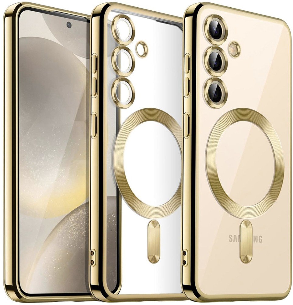 Etui Supero Magnetyczne do Samsung Galaxy A15/ A15 5G, przezroczyste ze złotą ramką