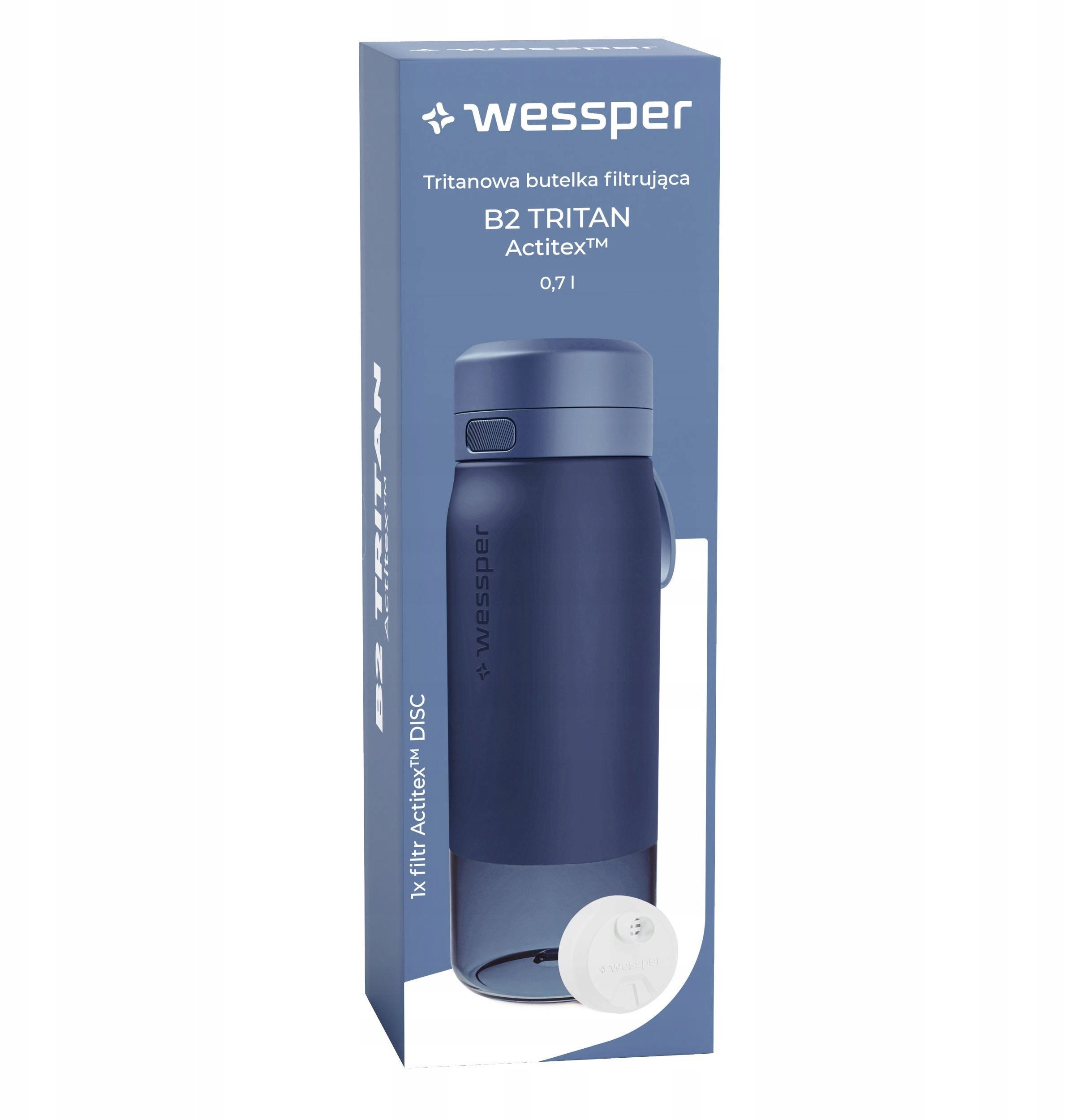 Butelka filtrująca Wessper B2 TRITAN Actitex™ 700ml Blue (WES273-700-BL_K)