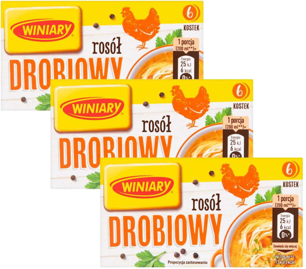 Winiary Rosół drobiowy 60 g (6 sztuk) x 3 sztuki