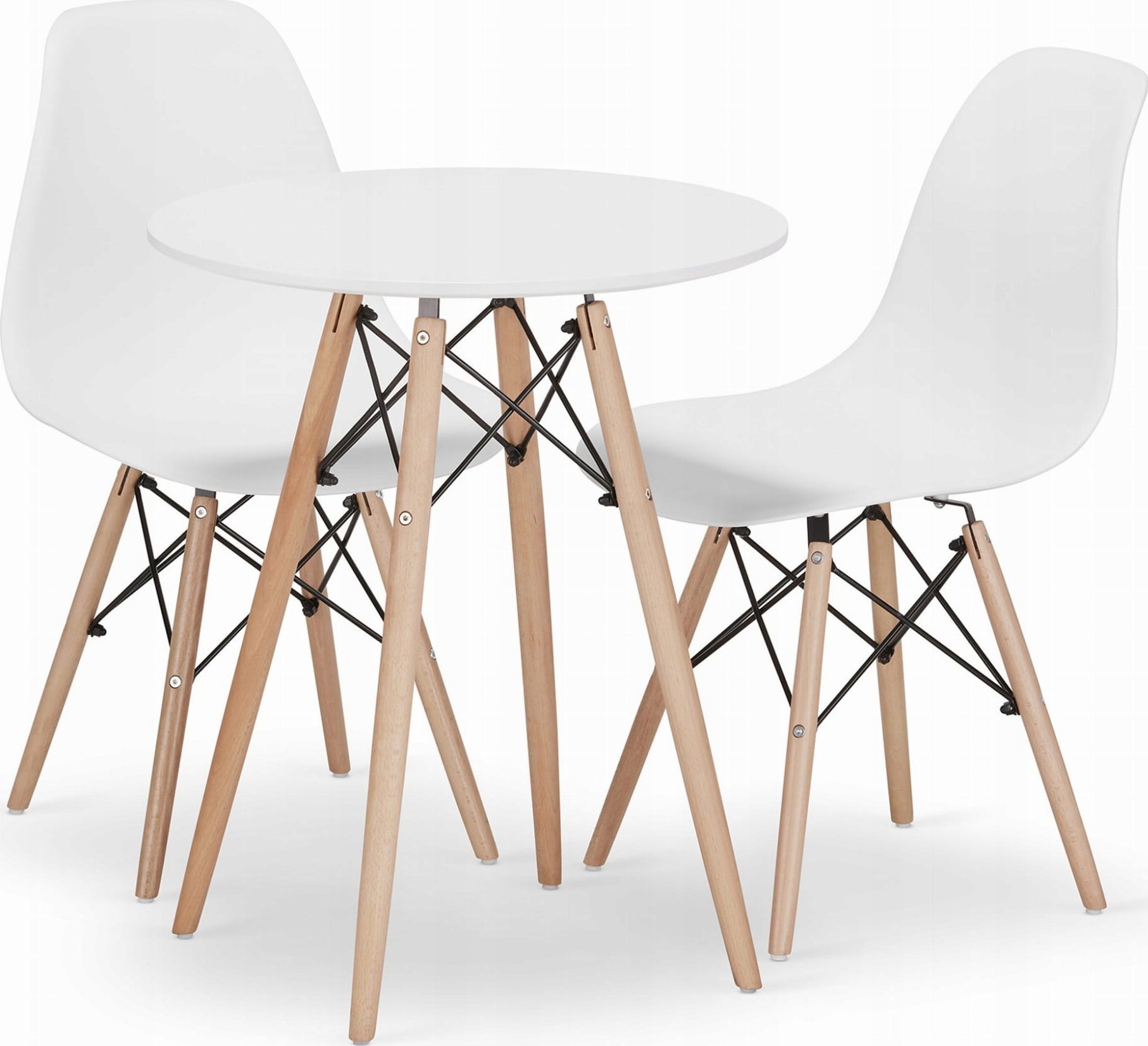 Leobert Zestaw stół okrągły TODI 60 biały + 2 krzesła OSAKA białe