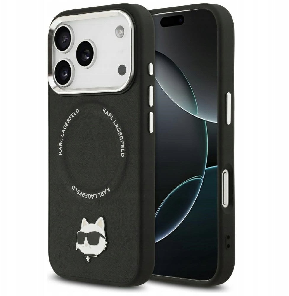 Karl Lagerfeld Choupette Pin MagSafe Case for iPhone 17 Pro Black