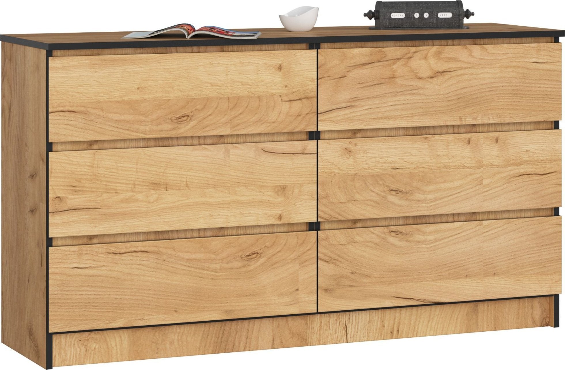 Fabryka Mebli Akord Komoda K 140 cm 6 szuflad - dąb craft
