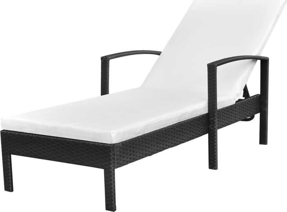 vidaXL leżak ogrodowy z poduszką, polirattan, czarny (42942)