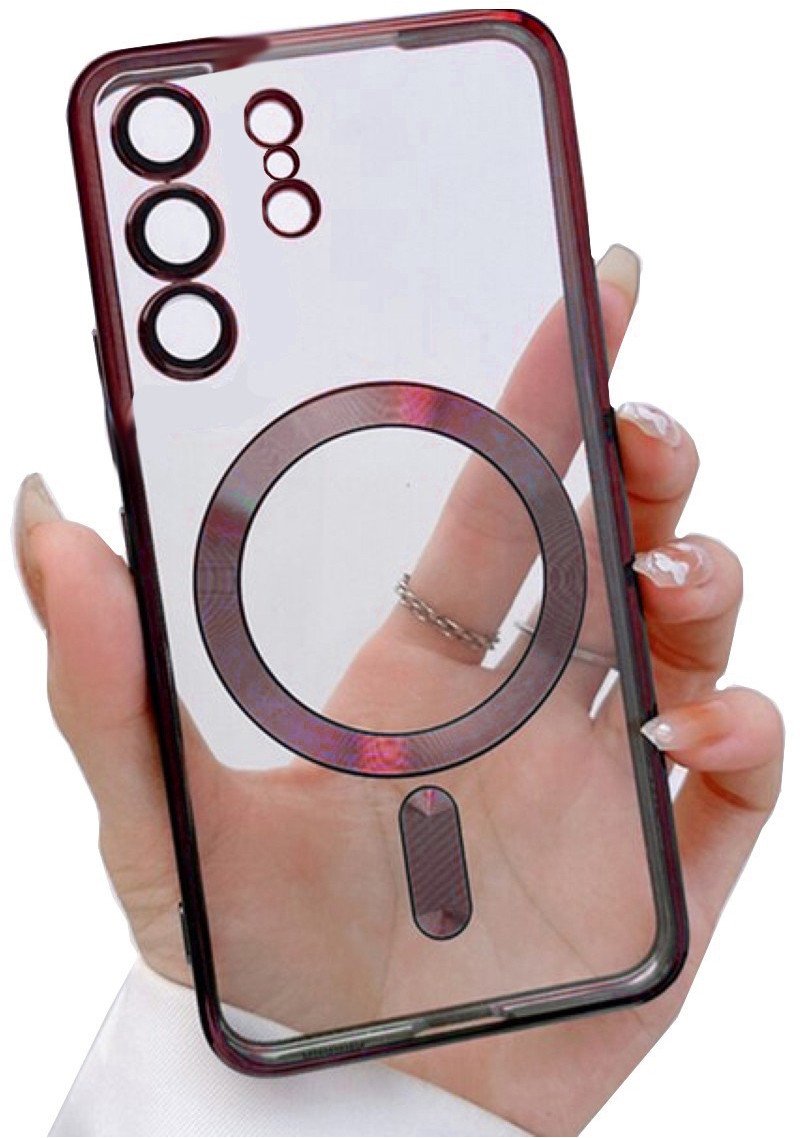 Etui Magsafe Supero Silicone Plating do Samsung Galaxy S23 Ultra, czerwone