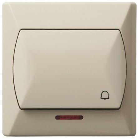 Ospel Łącznik zwierny dzwonek z podświetleniem pomarańczowym AKCENT ŁP-6AS/01 beż