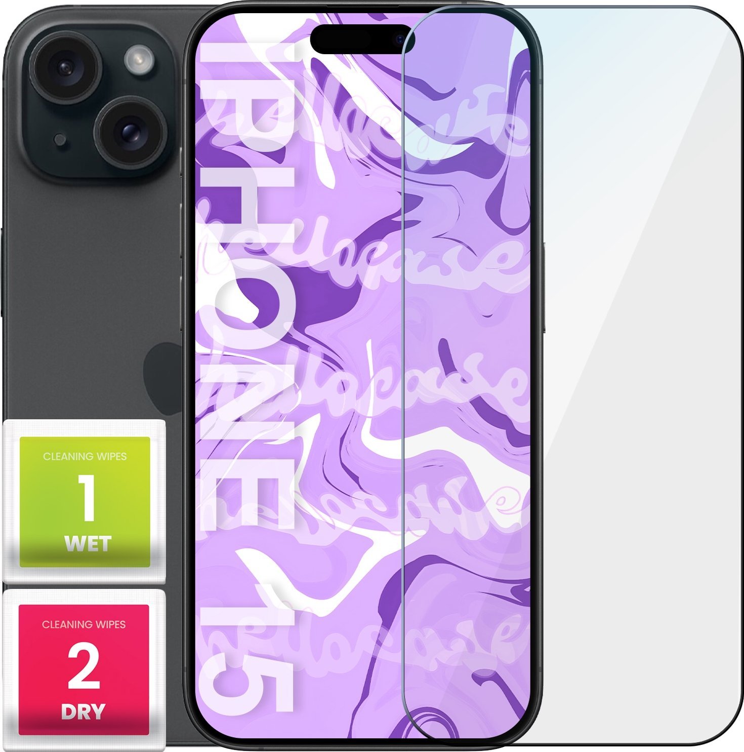 Hello Case Szkło Hartowane do Iphone 15 (szybka 9H, płaskie 2.5D, ochronne, szybka)