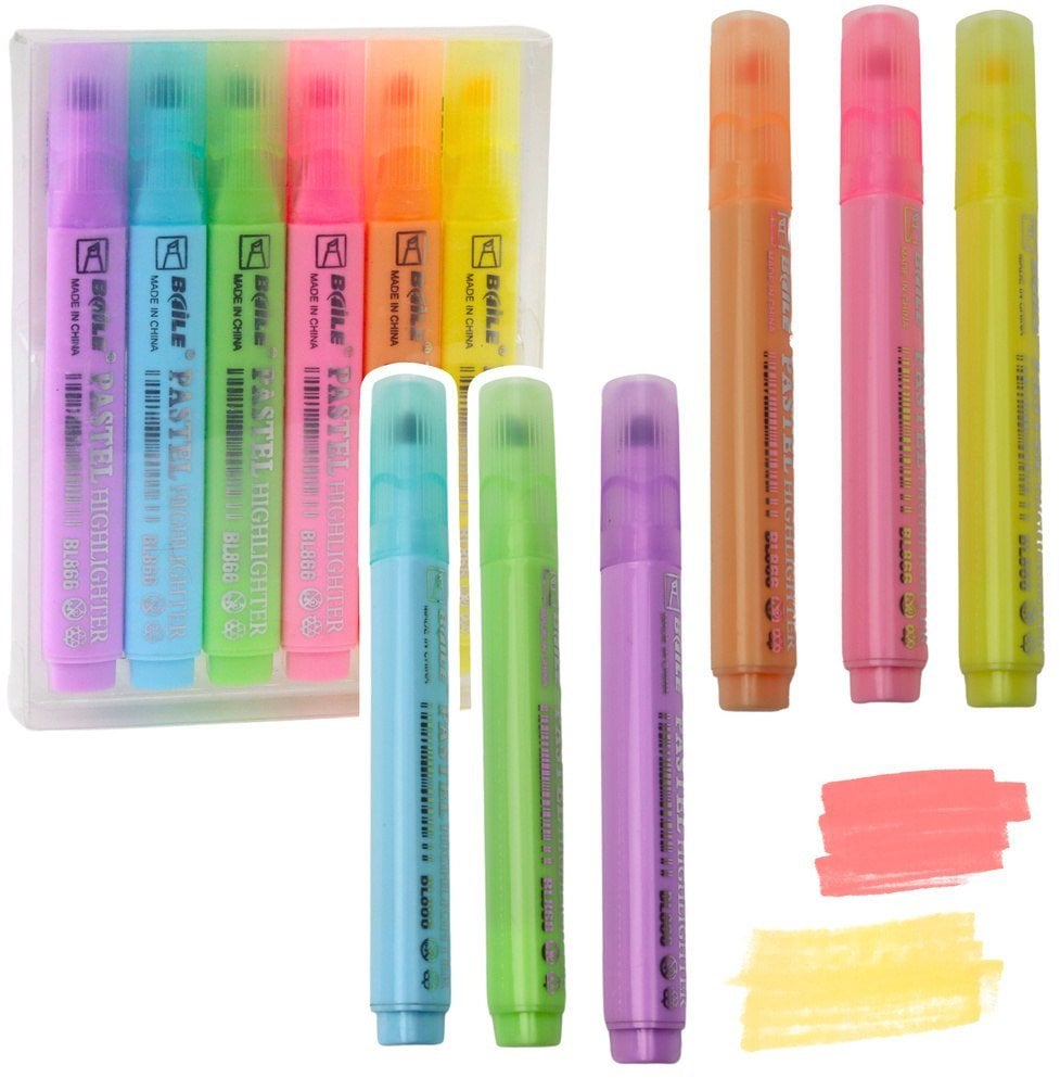 Zestaw Zakreślaczy Szkolne Biurowe Kolorowe 6szt.