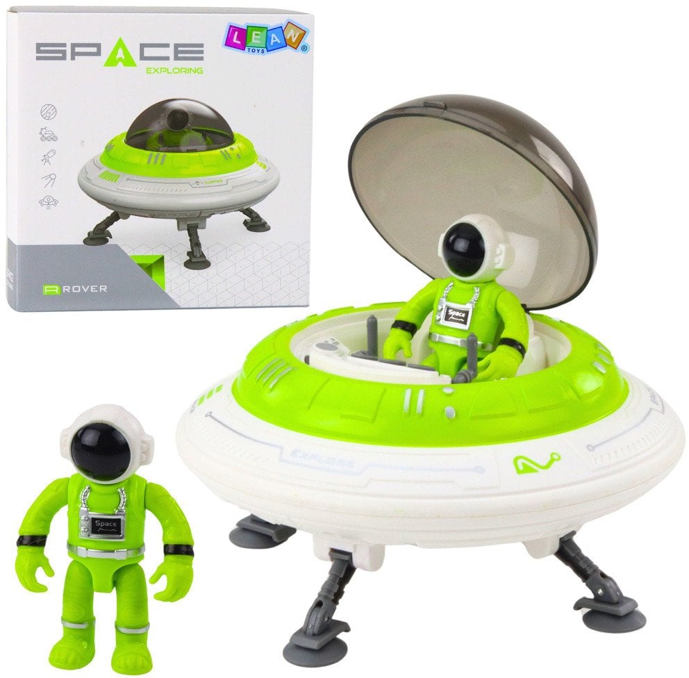 Statek Kosmiczny Ufo Figurka Astronauty Światła Dźwięki Zielony
