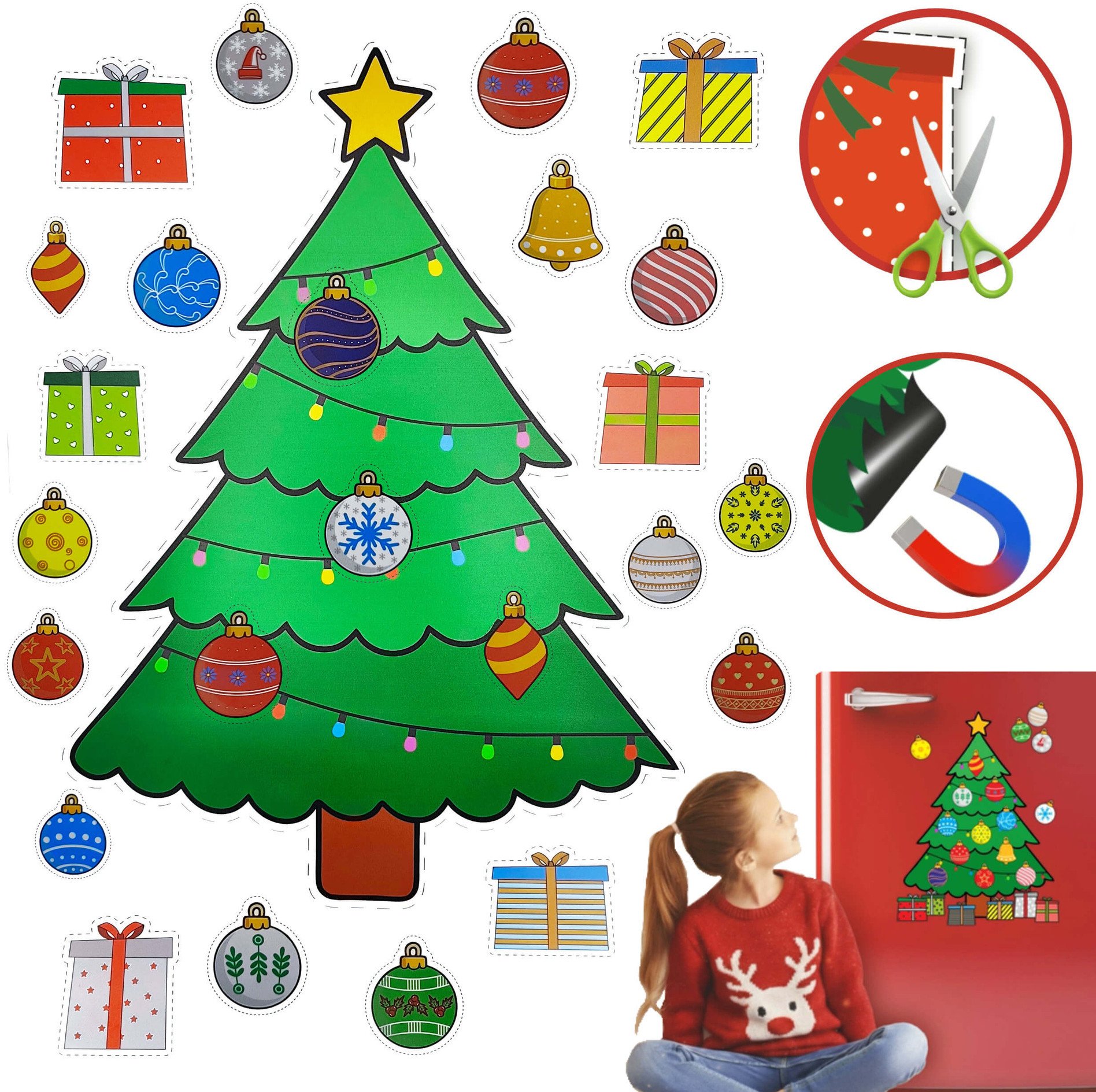 Biurfol Zestaw kreatywny choinka magnetyczna bombki