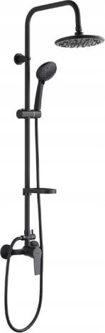Kuchinox Zestaw prysznicowy czarny natryskowy ścienny z baterią Enna