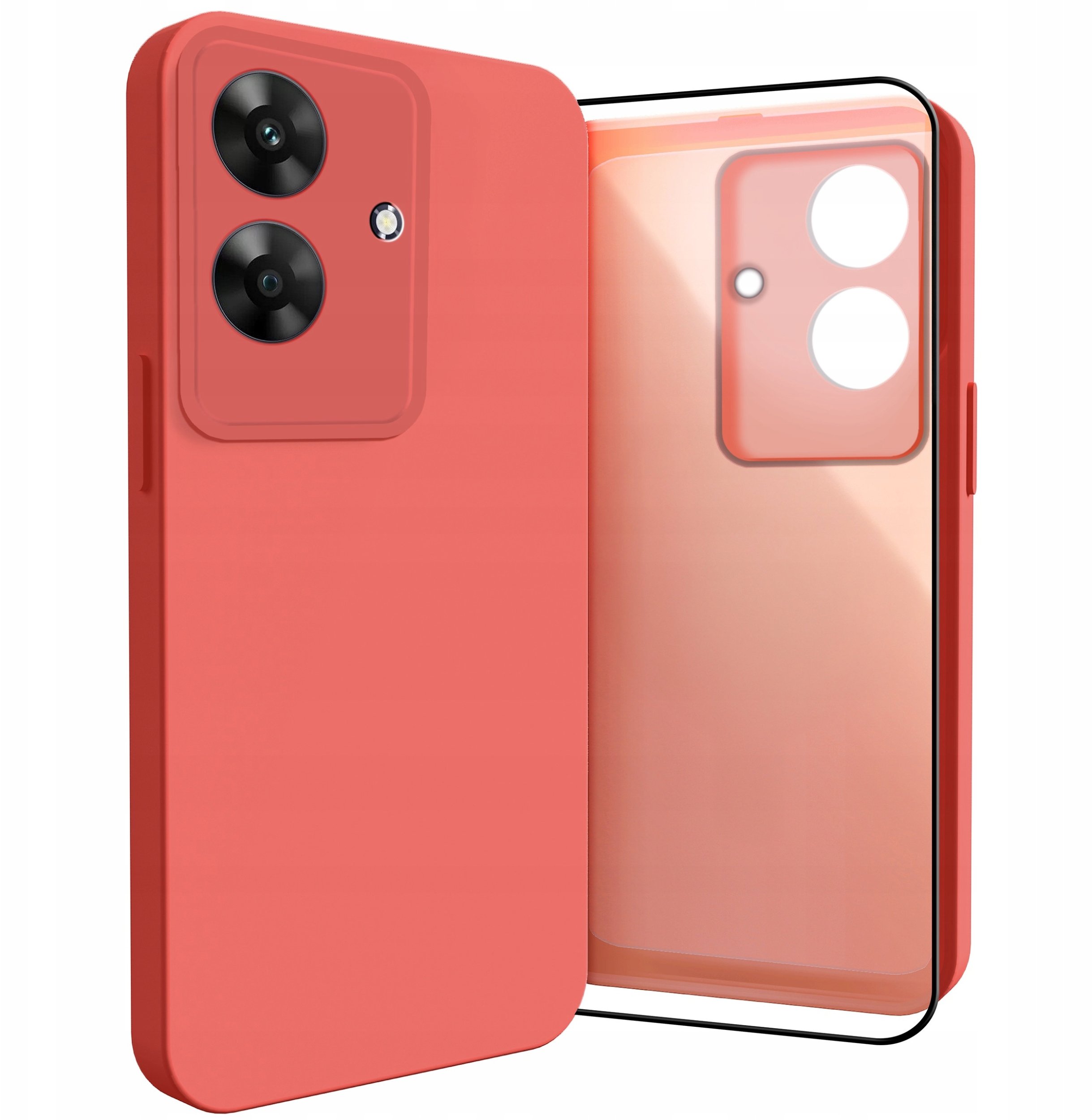 Etui do Realme Note 60 (Osłona Kamery, Czerwone, Plecki, Ochronne) Szkło