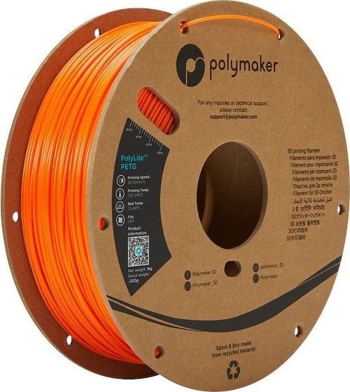 Poly Filament Polymaker PolyLite PETG 1,75mm 1kg - Orange}