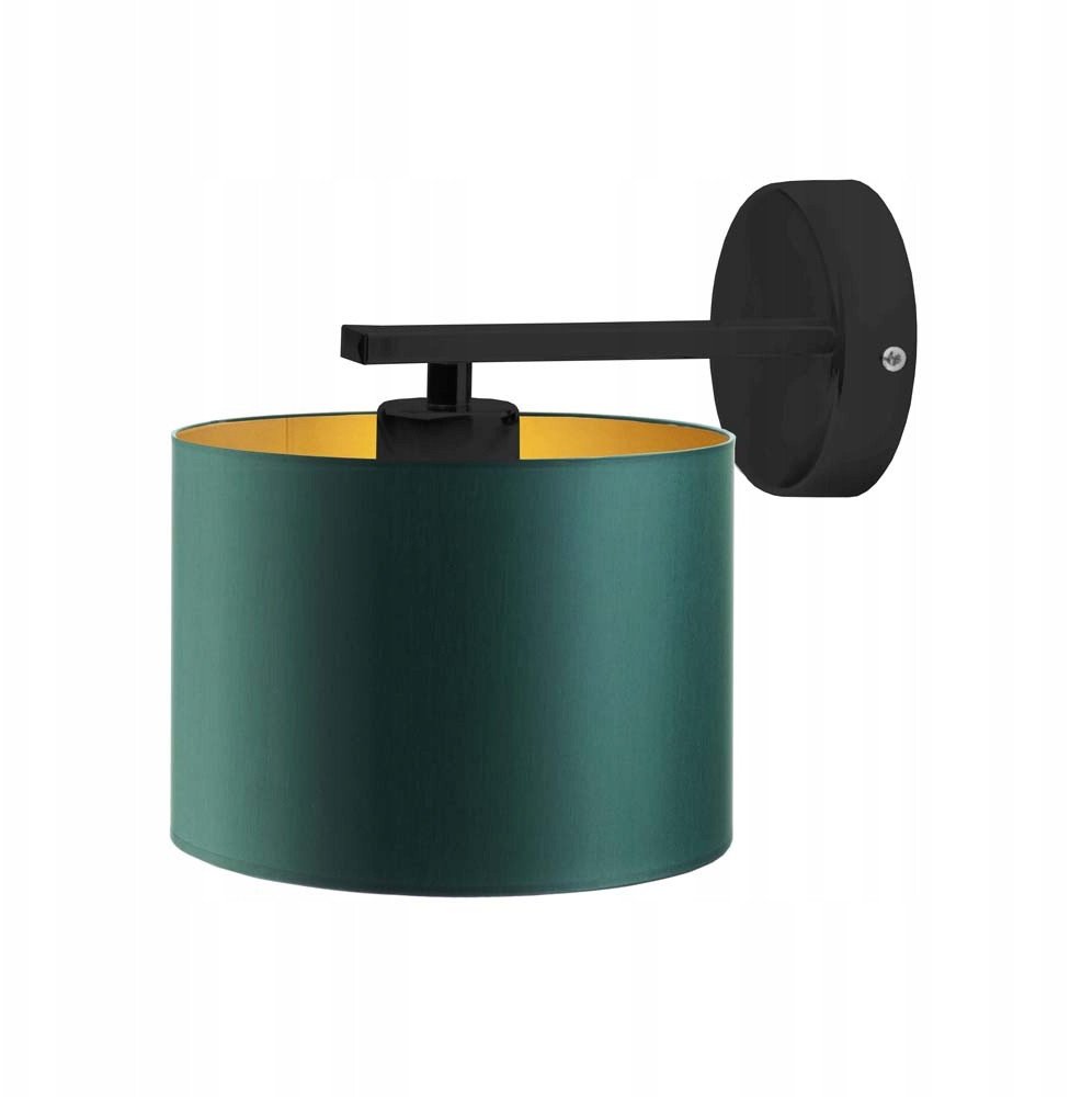 Czarny kinkiet do salonu LED glamour LUANDA GOLD z abażurem ze złotym wnętrzen