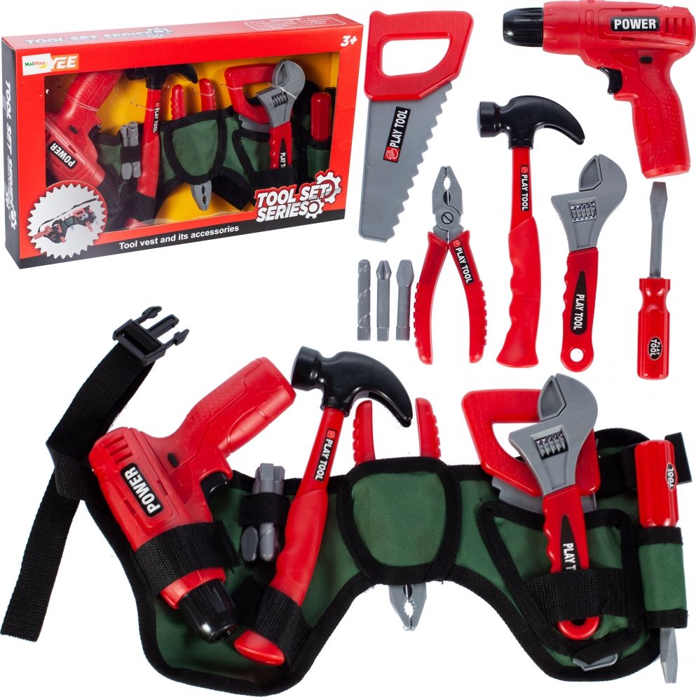 MalPlay Zestaw narzędzi Pas z narzędziami + Wkrętarka