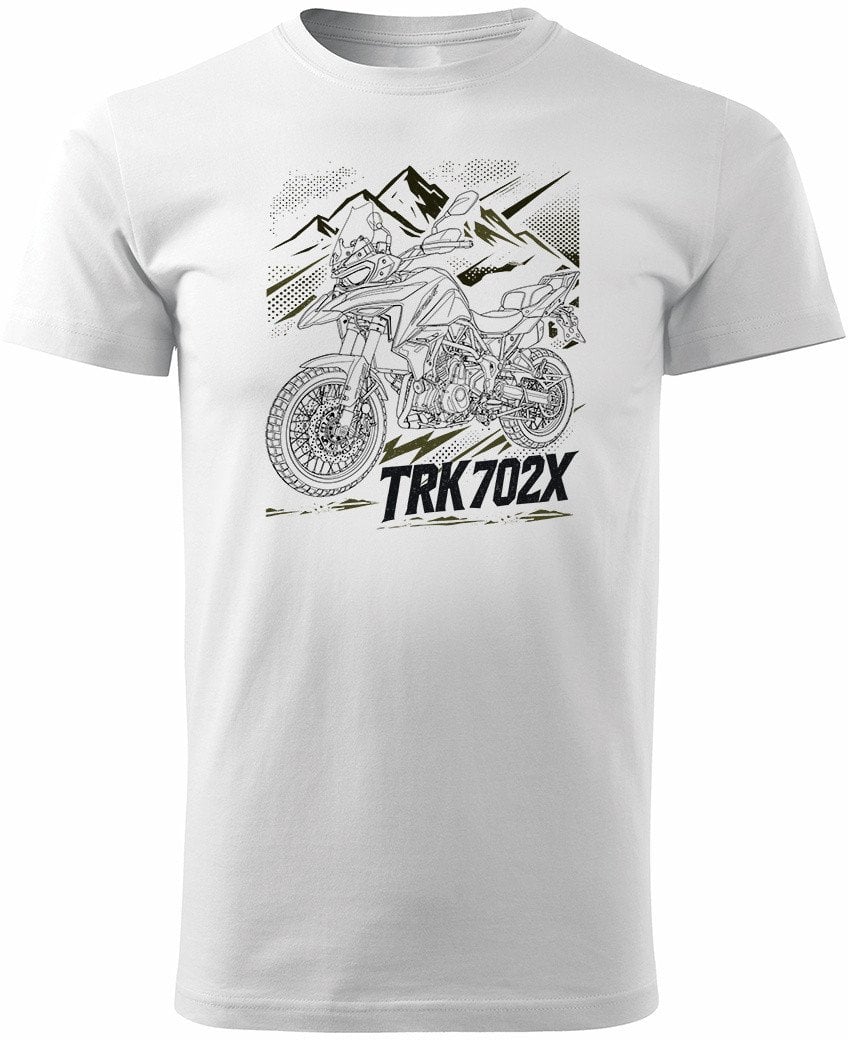 Koszulka z motocyklem Benelli TRK 702 X TRK702 TRK702X męska biała REGULAR XL