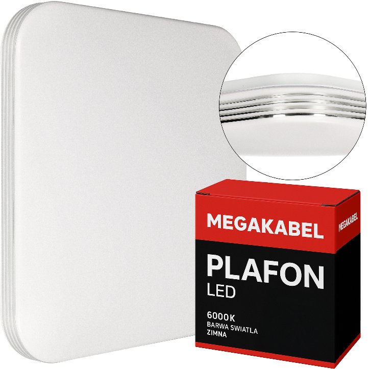 Lampa sufitowa plafon kwadrat LED 36W barwa zimna CX-32 MEGAKABEL