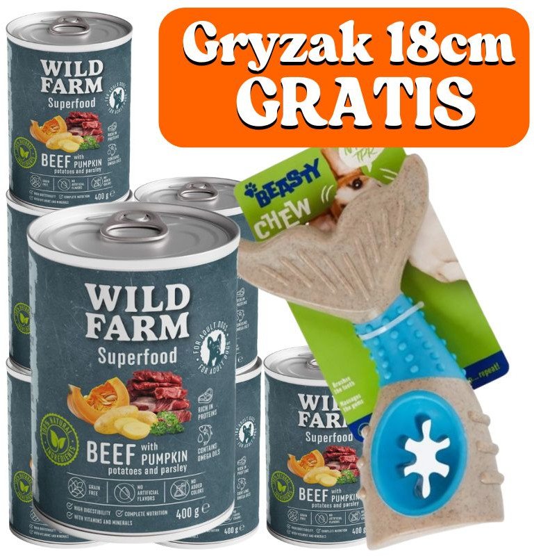 WILD FARM Superfood Beef 6x400g bezzbożowa karma dla psa
