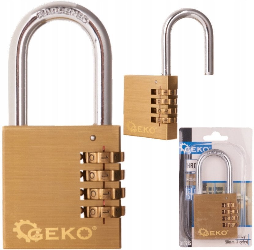 Kłódka mosiężna na szyfr 50mm (4 cyfry) (7/84)