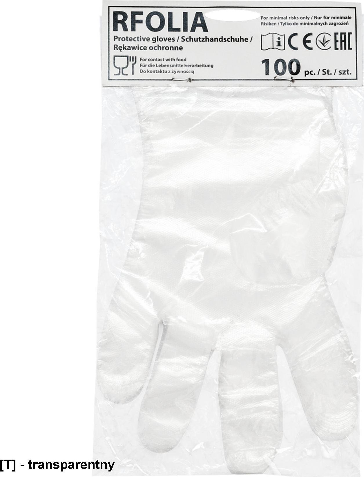 R.E.I.S. RFOLIA - jednorazowe rękawice ochronne foliowe - transparentny M