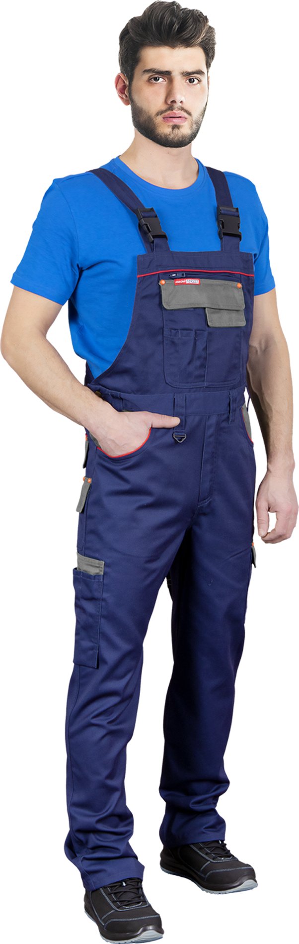 SF - Spodnie ochronne ogrodniczki FOREST - granatowo-ciemnoczerwony 48