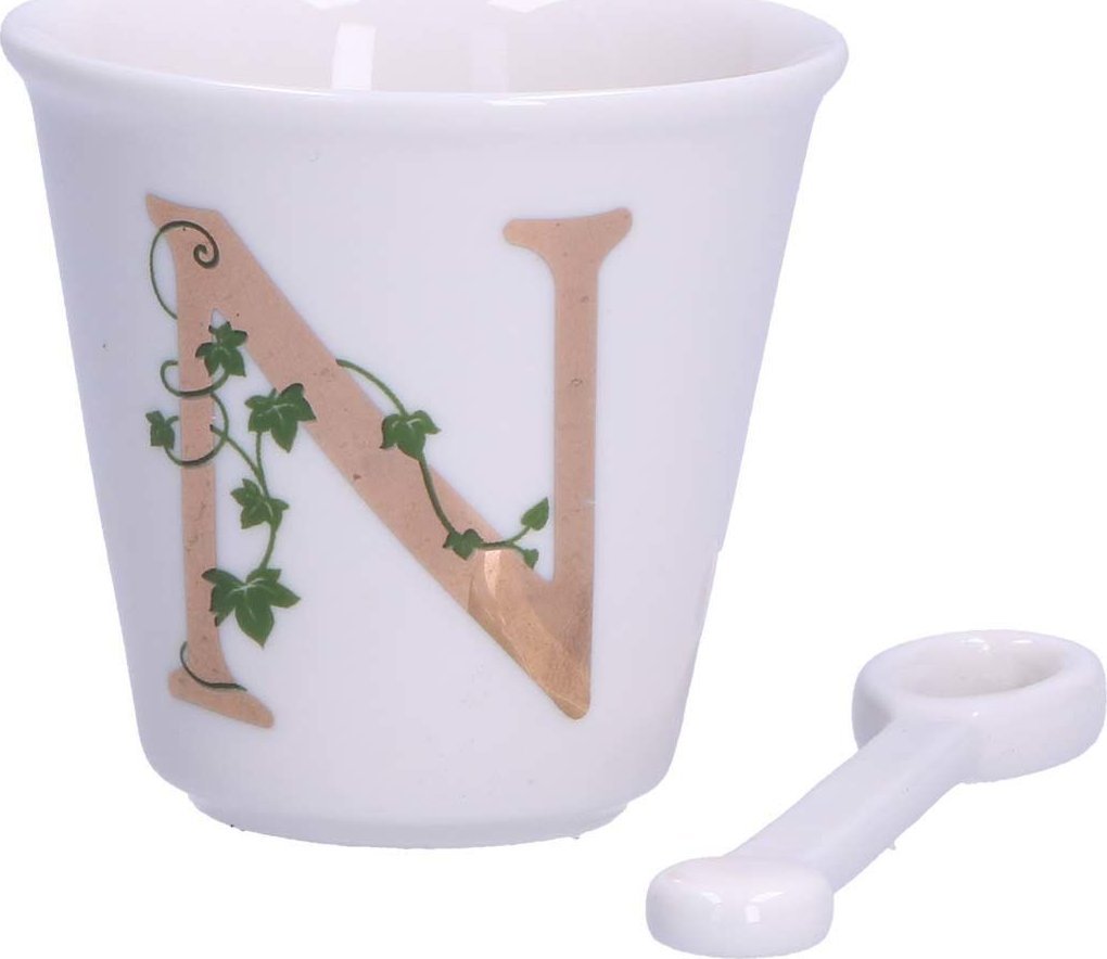 NPC Polska La Porcellana Bianca Filiżanka z łyżeczką litera N 75 ml