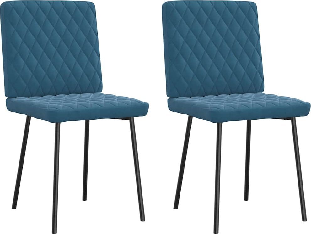 vidaXL Krzesła stołowe, 2 szt., niebieskie, aksamitne