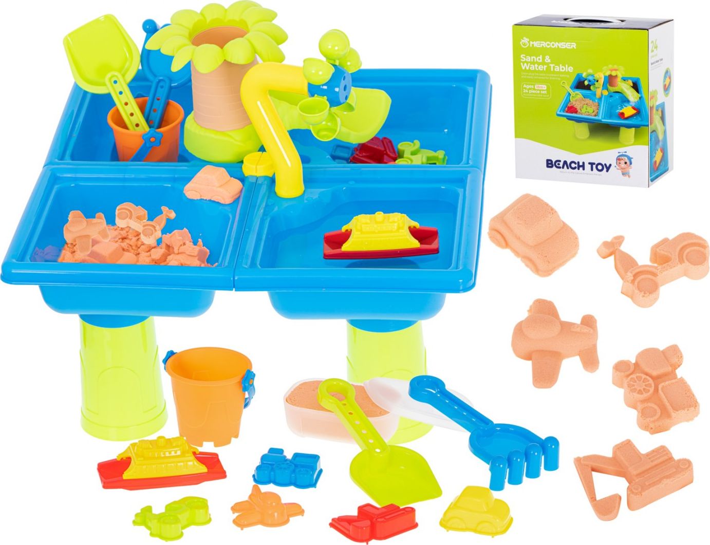 Art-Pol Stolik wodny palma piaskownica zestaw do piasku 24el.