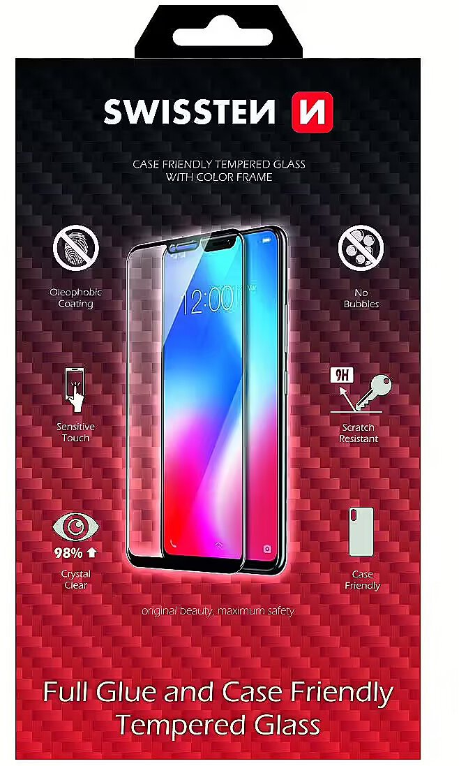 Swissten Swissten Full Face 5D Tempered Glass Aizsargstikls Pilnam Ekrānam Samsung A41 Melns