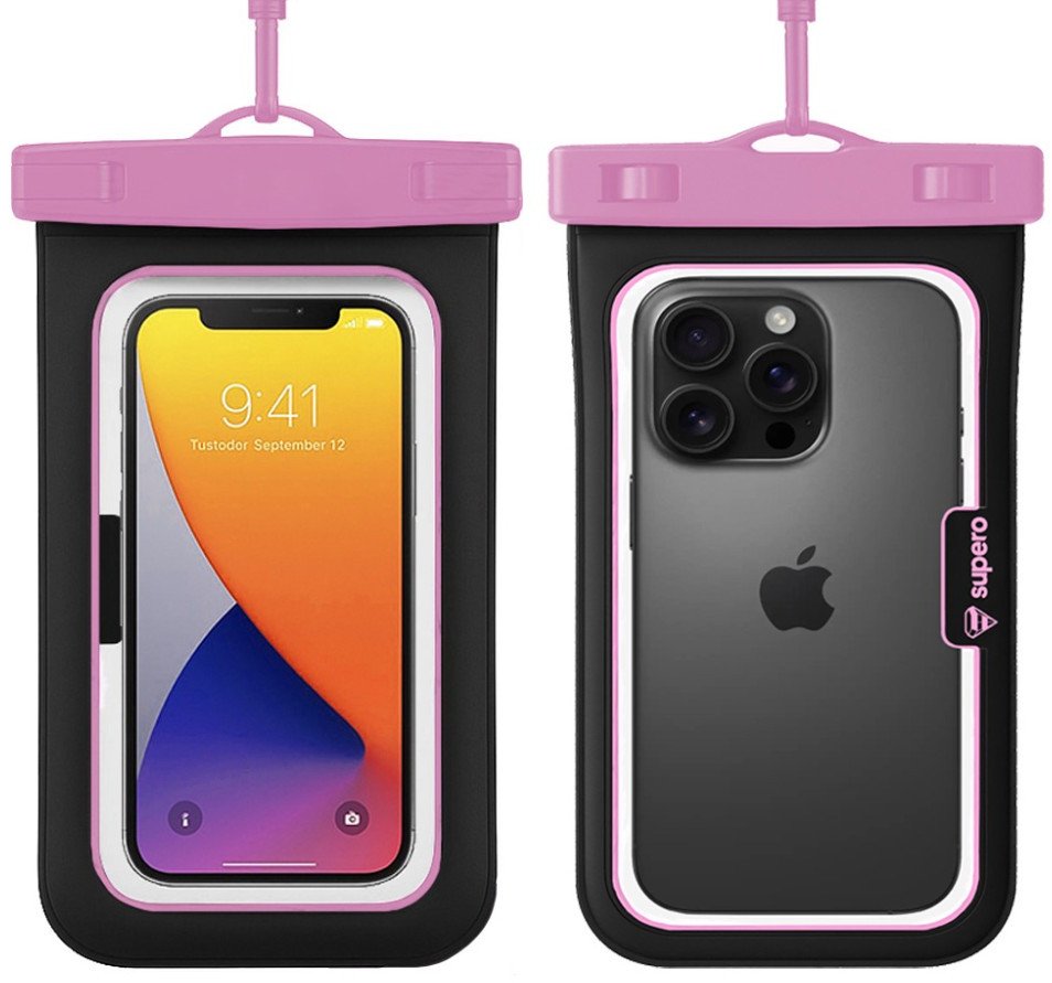 Etui wodoszczelne na telefon do 6.9 cala Supero, różowe