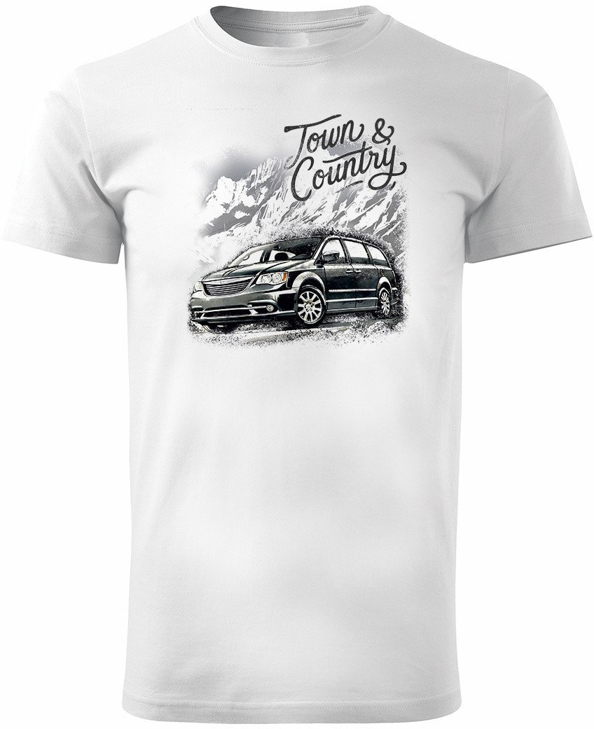 Koszulka samochodowa z samochodem Chrysler Town and Country męska biała REGULAR M