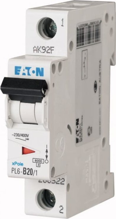 Eaton Wyłącznik nadprądowy 1P B 20A 6kA AC PL6-B20/1 286522