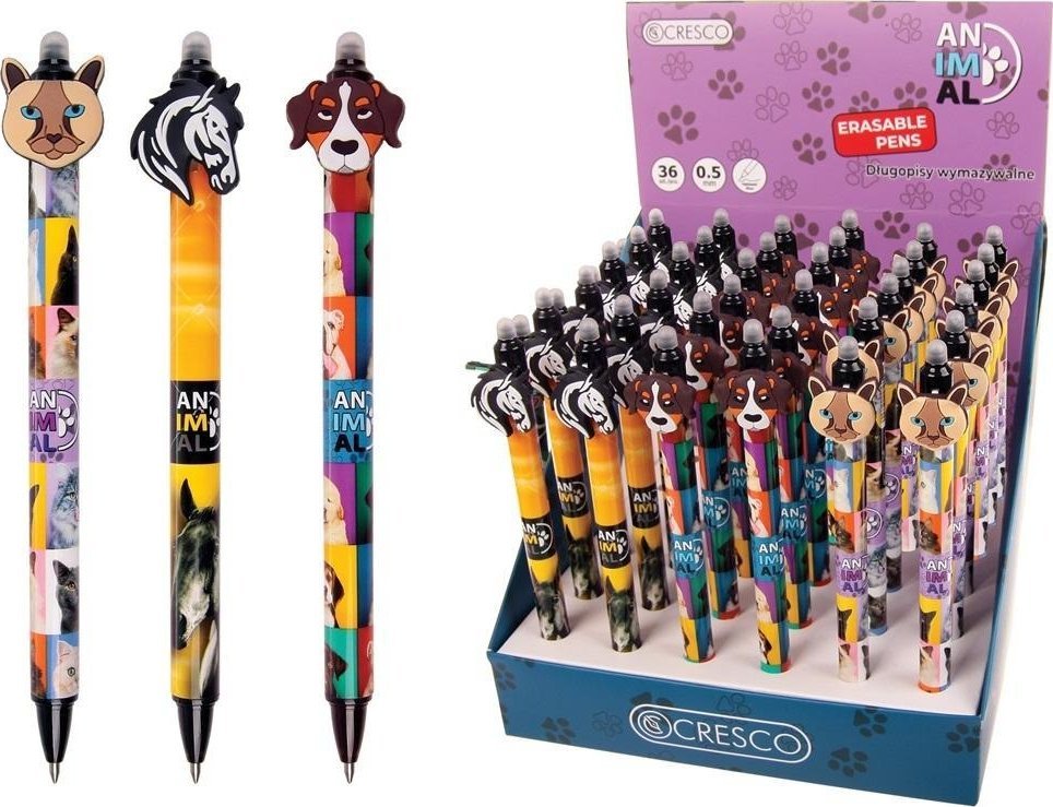 Cresco Długopis wymazywalny Animals (36szt)