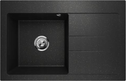 Zlewozmywak Lavello ZLEWOZMYWAK GRANITOWY LAVELLO LUXOR 1.0 CZARNY POZŁ PRAWY