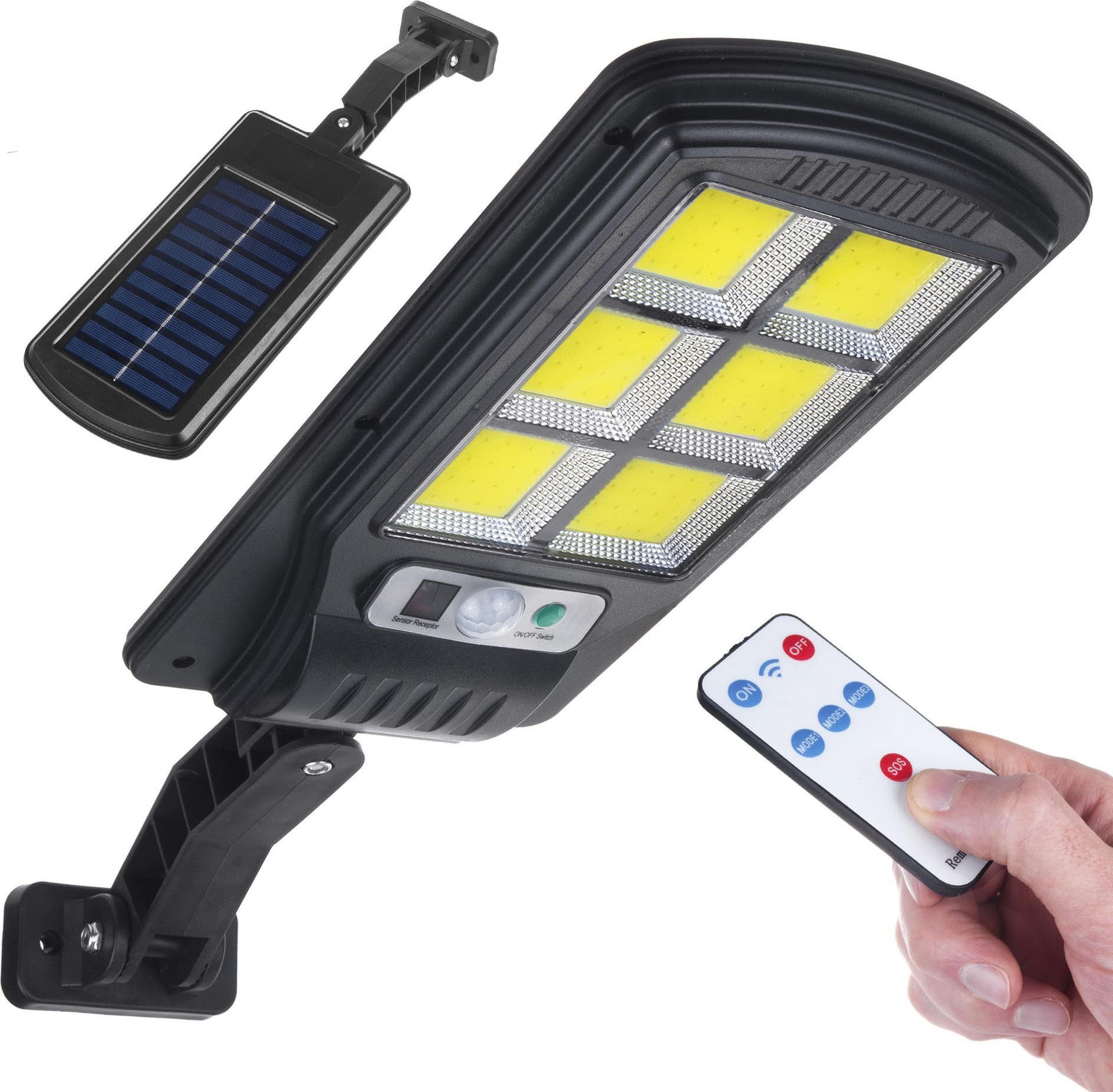 Maclean Solarna lampa uliczna LED z czujnikiem ruchu i pilotem Maclean IP54, 4W, 400lm, 6500K, Li-ion 1200 mAh, 3 tryby pracy MCE446