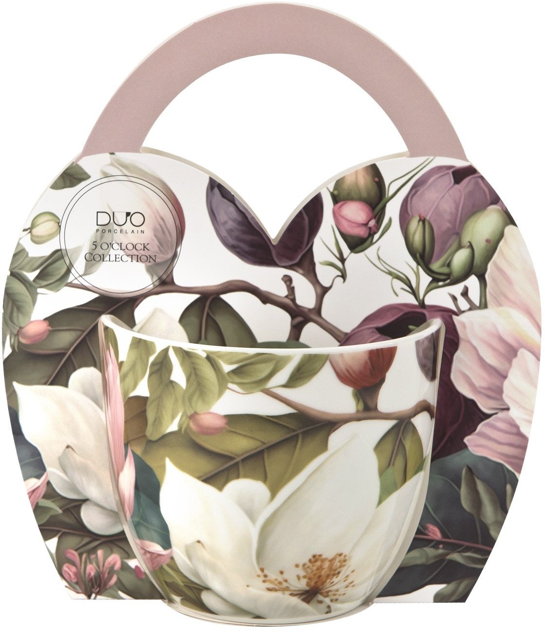Kubek porcelanowy 460 ml Kwiaty Magnolie w koszyczku