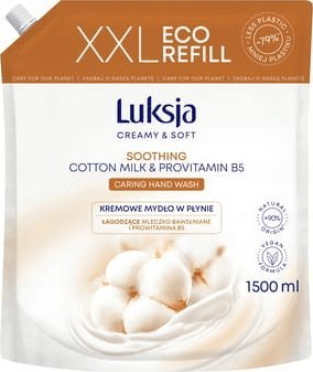 Luksja Luksja Creamy & Soft Kremowe mydło w płynie Mleczko Bawełniane i Prowitamina B5 1500 ml opakowanie uzupełniające