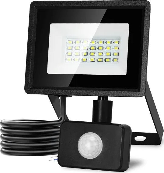 Naświetlacz Aigostar Halogen Naświetlacz LED z czujnikiem ruchu czarny 20W zimny Naświetlacz LED z czujnikiem ruchu czarny 20W odlew ciśnieniowy