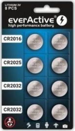 EverActive Bateria CR2032 CR2025 CR2016 90mAh 8 szt.