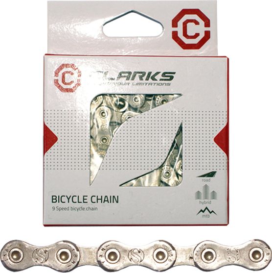 Clarks Łańcuch rowerowy YBN C9 SHIMANO CAMPAGNOLO SRAM (9 Biegów, CP 1/2"x11/128", 116 ogniw, 6.4mm, spinka do łańcucha) Standard srebrny