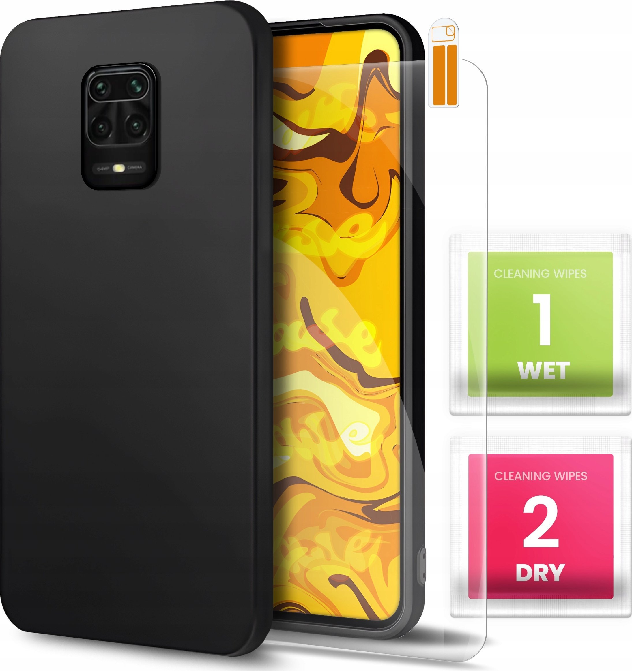Hello Case Etui do Xiaomi Redmi Note 9 Pro (Czarne, Matowe, Obudowa, Silikon) SZKŁO