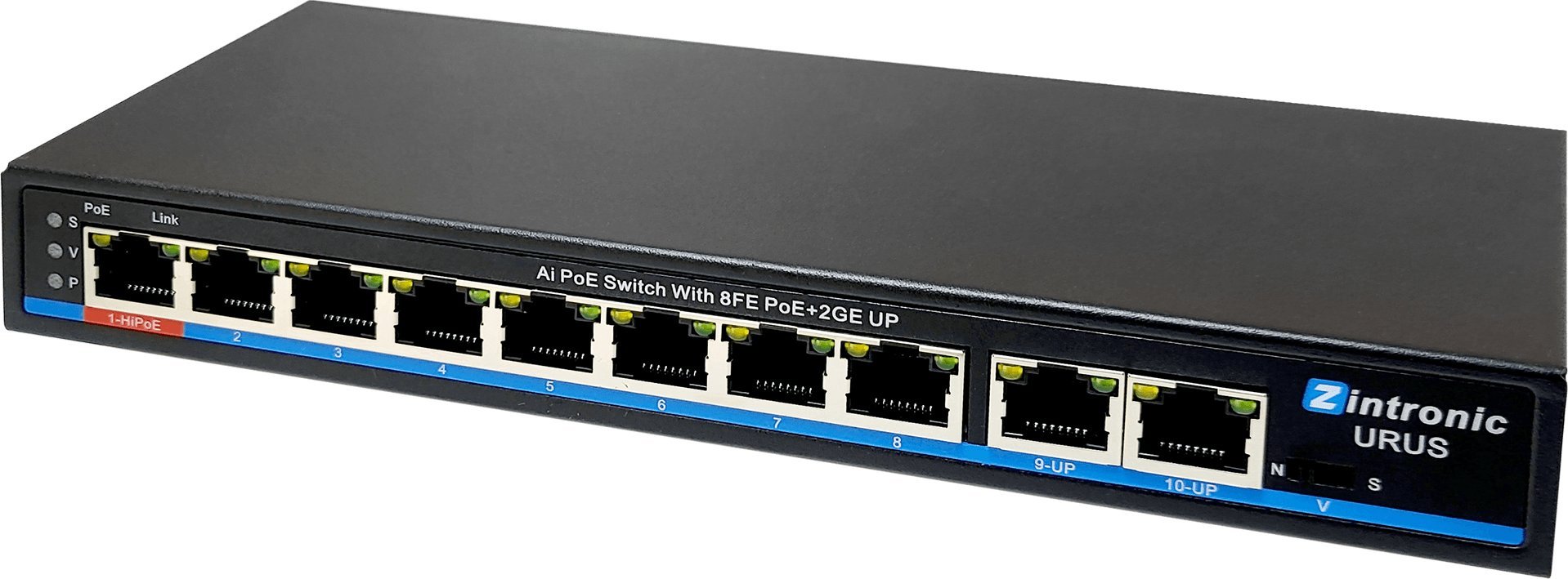 Switch Zintronic Switch POE URUS ZINTRONIC 8xPOE 2xUplink GIGABIT 120W HI-POE 65W