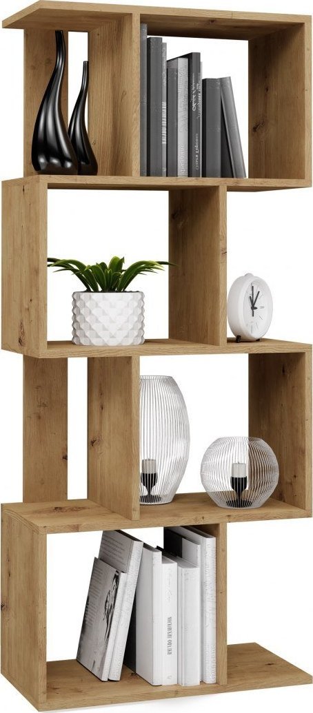 Topeshop REGAŁ OTWARTY STOJĄCY PÓŁKA SZAFKA FIESTA 4P DĄB ARTISAN