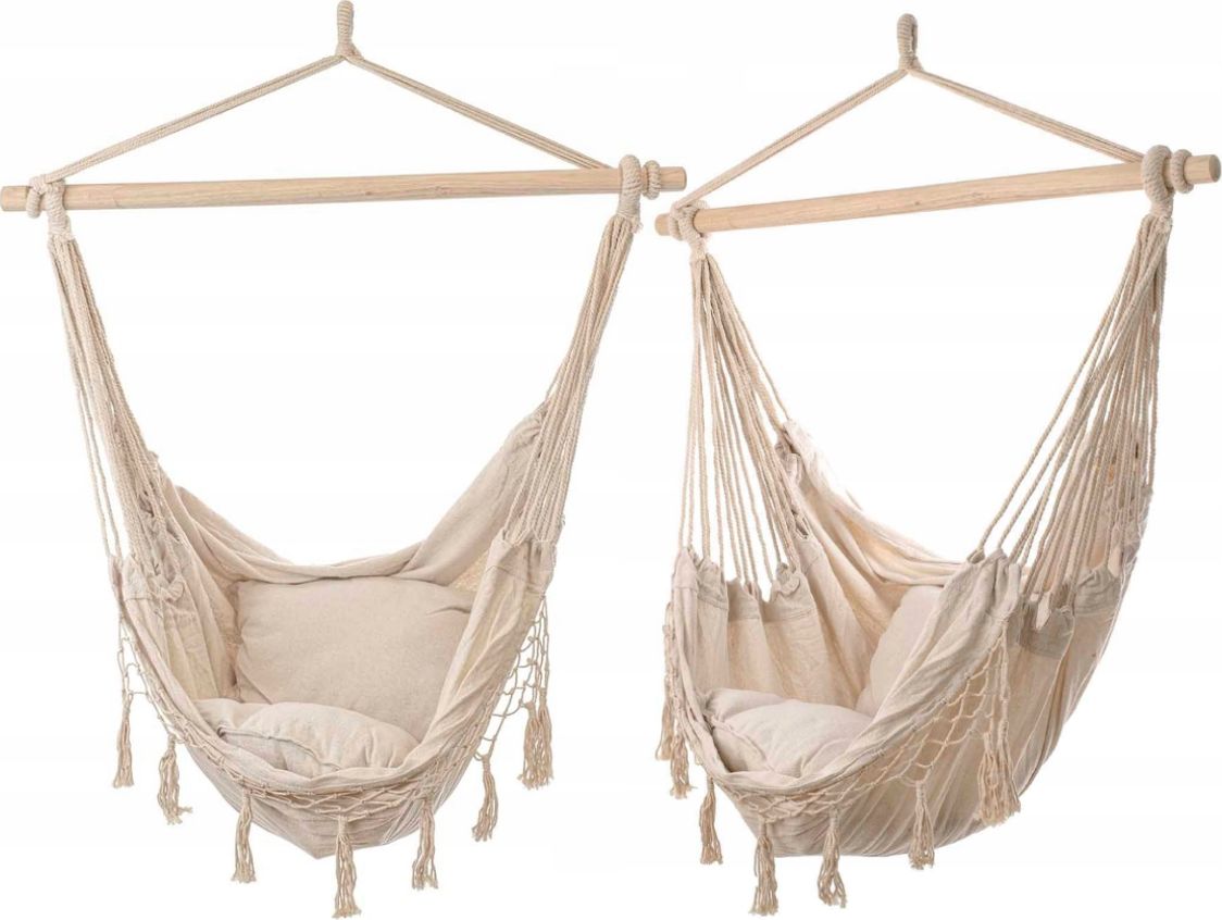 KIK Hamak brazylijski krzesło z poduszkami ecru